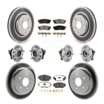 Front Rear Hub Bearings Coated Disc Brake Rotors And Pads Kit (10Pc) For Toyota C-HR KBB-131768