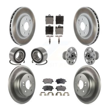 Front Rear Hub Bearing Coated Brake Rotor Pads Shoe Kit (10Pc) For Mercedes-Benz C350 RWD KBB-131861