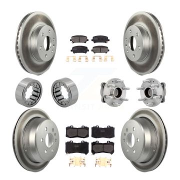 Front Rear Hub Bearing Coated Brake Rotor Pads Shoe Kit (10Pc) For Chevrolet Colorado GMC KBB-131862