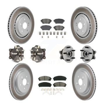 Front Rear Hub Bearing Coated Brake Rotor Pads Kit (10Pc) For 20-22 Toyota Highlander AWD KBB-131870