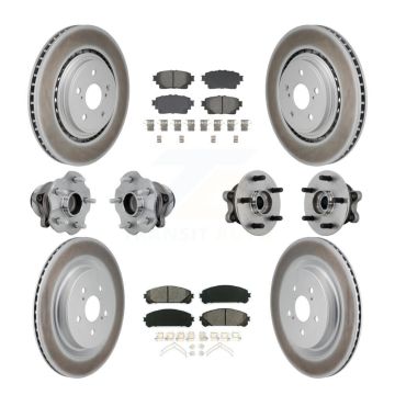 Front Rear Hub Bearing Coated Brake Rotor Pads Kit (10Pc) For 20-22 Toyota Highlander FWD KBB-131871