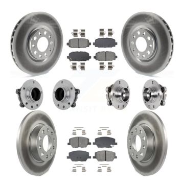 Front Rear Hub Bearings Coated Disc Brake Rotors And Pads Kit (10Pc) For Jeep Compass FWD KBB-131874