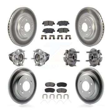 Front Rear Hub Bearing Coated Disc Brake Rotor And Pads Kit (10Pc) For Hyundai Elantra GT KBB-131883