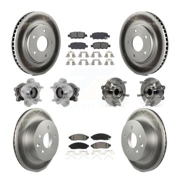 Front Rear Hub Bearing Coated Disc Brake Rotor & Pad Kit (10Pc) For 2011-2012 Nissan LEAF KBB-131925