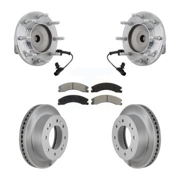Front Hub Bearing Coat Brake Rotor Pad Kit For GMC Chevrolet Sierra 2500 HD Silverado RWD KBB-131961