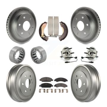 Front Rear Hub Bearing Coated Disc Brake Rotor & Pads Shoe Kit (10Pc) For GMC Sierra 1500 KBB-131997