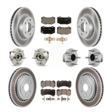 Front Rear Hub Bearing Coated Brake Rotor Pad Kit (10Pc) For 2017 Cadillac ATS V with RWD KBB-132041