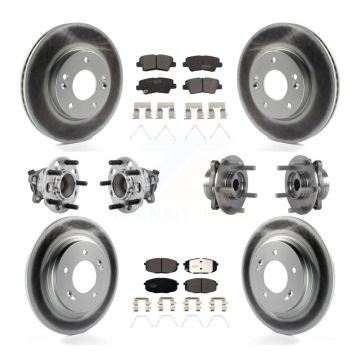 Front Rear Hub Bearing Coated Disc Brake Rotor And Pads Kit (10Pc) For Hyundai Elantra GT KBB-132054