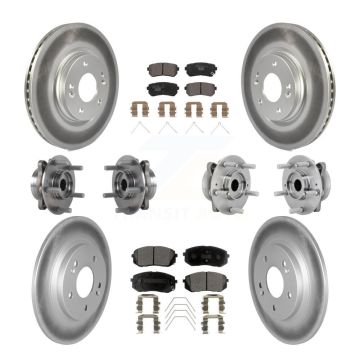Front Rear Hub Bearing Coated Disc Brake Rotor Pad Kit (10Pc) For Hyundai Kona Kia Seltos KBB-132058