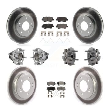 Front Rear Hub Bearings Coated Disc Brake Rotors And Pads Kit (10Pc) For Hyundai Veloster KBB-132060