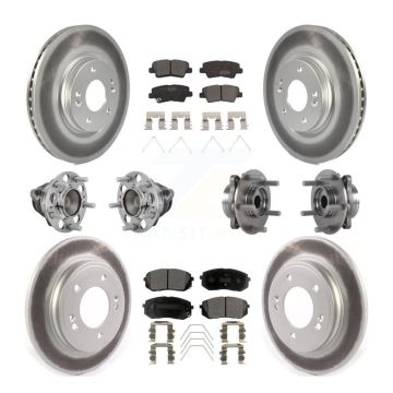 Front Rear Hub Bearing Coated Brake Rotor & Pad Kit (10Pc) For Kia Forte Hyundai Veloster KBB-132061