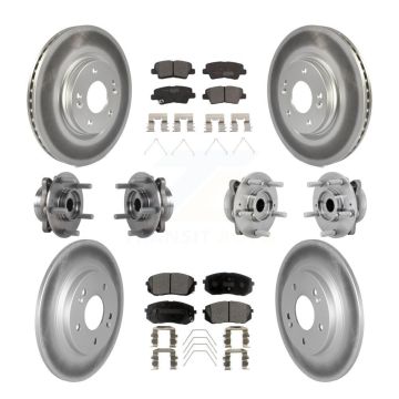 Front Rear Hub Bearing Coated Disc Brake Rotor & Pad Kit (10Pc) For 2022 Hyundai Kona AWD KBB-132070