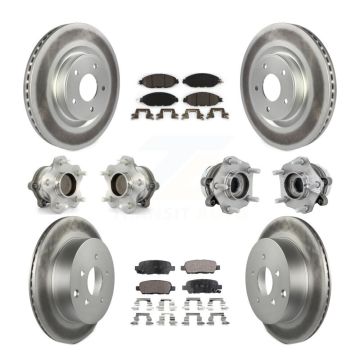 Front Rear Hub Bearing Coated Disc Brake Rotors And Pads Kit (10Pc) For Nissan Murano FWD KBB-132074