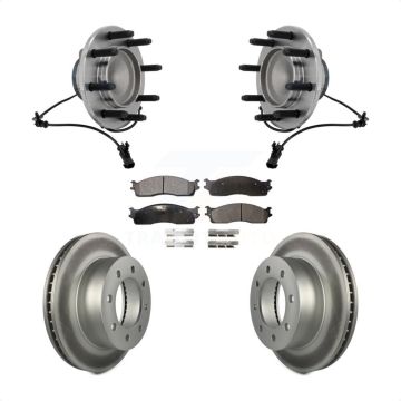 Front Hub Bearing Assembly Coated Disc Brake Rotor & Pad Kit For Dodge Ram 1500 3500 2500 KBB-132116