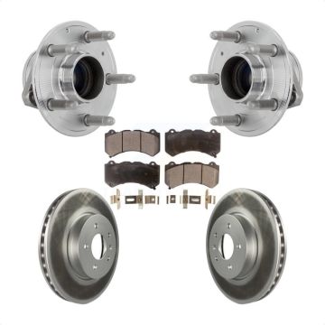 Front Hub Bearing Assembly Coated Disc Brake Rotor & Pads Kit For Cadillac ATS V with RWD KBB-132122