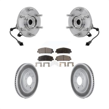 Front Hub Bearing Assembly Coated Disc Brake Rotor Pad Kit For 2017-2023 Nissan TITAN 4WD KBB-132133