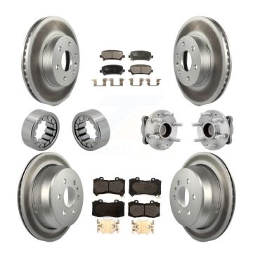 Front Rear Hub Bearing Coated Brake Rotor Pads Shoe Kit (10Pc) For Chevrolet Colorado GMC KBB-132149