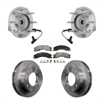 Front Hub Bearing Brake Rotor Pad Kit For GMC Chevrolet Sierra 2500 HD Silverado 3500 RWD KBB-132222