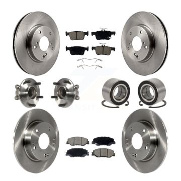 Front Rear Hub Bearings Disc Brake Rotors And Pads Kit (10Pc) For 2019-2022 Honda Insight KBB-132384
