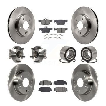Front Rear Hub Bearings Disc Brake Rotors And Pads Kit (10Pc) For 2019-2022 Honda Insight KBB-132387