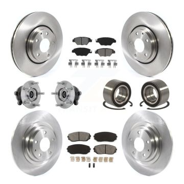 Front Rear Hub Bearing Disc Brake Rotors And Pads Kit (10Pc) For 2016-2018 Mazda CX-9 AWD KBB-132388
