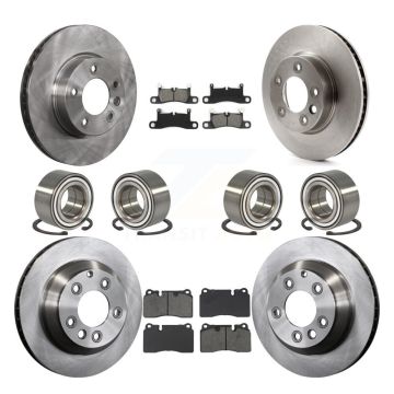 Front Rear Wheel Bearings Disc Brake Rotors And Pads Kit (10Pc) For Volkswagen Touareg KBB-132393