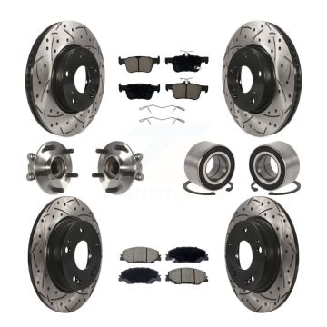 Front Rear Hub Bearing Coated Disc Brake Rotor Pad Kit (10Pc) For 2019-2022 Honda Insight KBB-132396