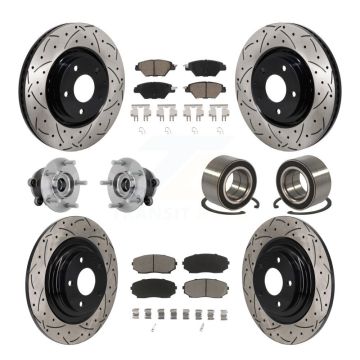 Front Rear Hub Bearing Coated Brake Rotor And Pad Kit (10Pc) For 2016-2018 Mazda CX-9 AWD KBB-132397
