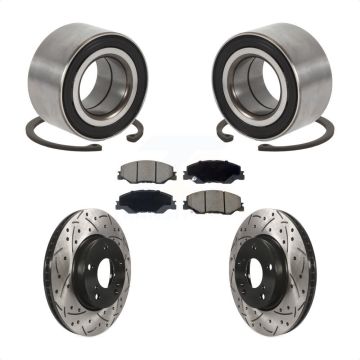 Front Wheel Bearing Coated Drilled Slot Brake Rotor & Pad Kit For 2019-2022 Honda Insight KBB-132398