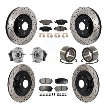 Front Rear Hub Bearing Coated Brake Rotor And Pad Kit (10Pc) For 2016-2018 Mazda CX-9 AWD KBB-132399