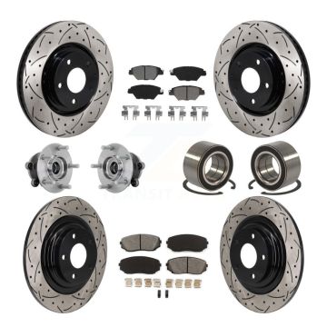 Front Rear Hub Bearing Coated Brake Rotor And Pad Kit (10Pc) For 2016-2018 Mazda CX-9 AWD KBB-132400