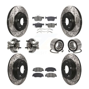 Front Rear Hub Bearing Coated Disc Brake Rotor Pad Kit (10Pc) For 2019-2022 Honda Insight KBB-132401