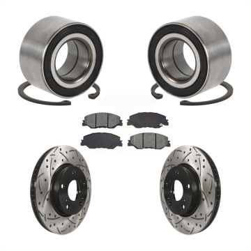 Front Wheel Bearing Coated Drilled Slot Brake Rotor & Pad Kit For 2019-2022 Honda Insight KBB-132404