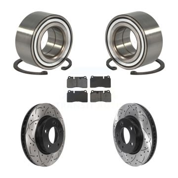Front Wheel Bearing Coated Drilled Slotted Brake Rotor And Pad Kit For Volkswagen Touareg KBB-132405