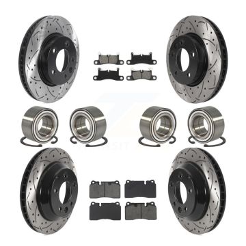 Front Rear Bearings Coated Disc Brake Rotors And Pads Kit (10Pc) For Volkswagen Touareg KBB-132407