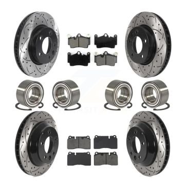 Front Rear Bearings Coated Disc Brake Rotors And Pads Kit (10Pc) For Volkswagen Touareg KBB-132408