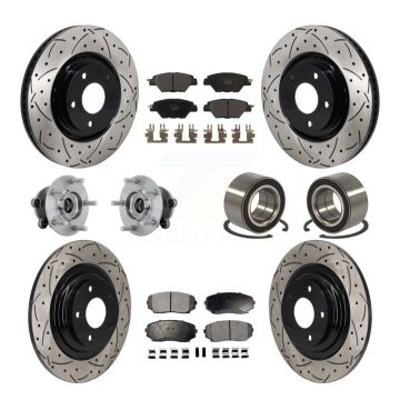 Front Rear Hub Bearing Coated Brake Rotor And Pad Kit (10Pc) For 2016-2018 Mazda CX-9 AWD KBB-132409