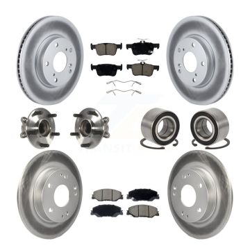 Front Rear Hub Bearing Coated Disc Brake Rotor Pad Kit (10Pc) For 2019-2022 Honda Insight KBB-132410
