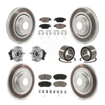 Front Rear Hub Bearing Coated Brake Rotor And Pad Kit (10Pc) For 2016-2018 Mazda CX-9 AWD KBB-132411