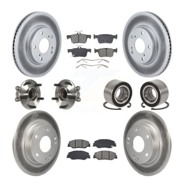 Front Rear Hub Bearing Coated Disc Brake Rotor Pad Kit (10Pc) For 2019-2022 Honda Insight KBB-132415