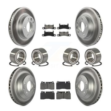 Front Rear Bearings Coated Disc Brake Rotors And Pads Kit (10Pc) For Volkswagen Touareg KBB-132421
