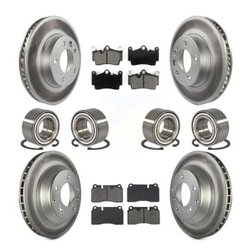 Front Rear Bearings Coated Disc Brake Rotors And Pads Kit (10Pc) For Volkswagen Touareg KBB-132422