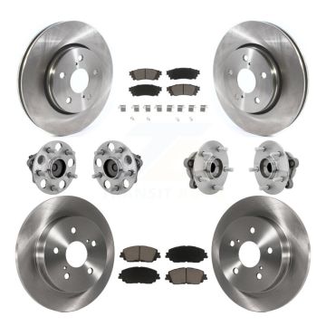 Front Rear Hub Bearings Disc Brake Rotors And Ceramic Pads Kit (10Pc) For Toyota C-HR KBB-132433