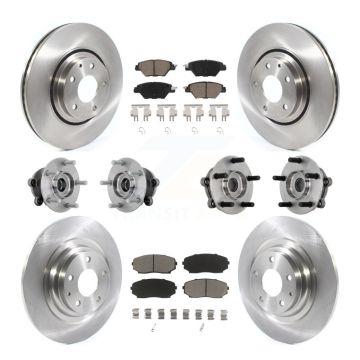 Front Rear Hub Bearing Disc Brake Rotors And Pads Kit (10Pc) For 2016-2023 Mazda CX-9 AWD KBB-132435