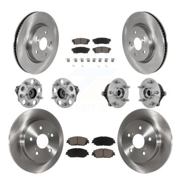 Front Rear Hub Bearing Brake Rotor And Pad Kit (10Pc) For Toyota RAV4 FWD with GAS engine KBB-132438