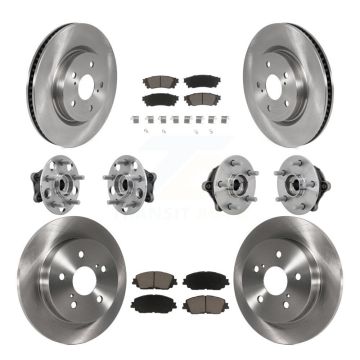 Front Rear Hub Bearing Disc Brake Rotor And Ceramic Pads Kit (10Pc) For Toyota RAV4 Venza KBB-132439