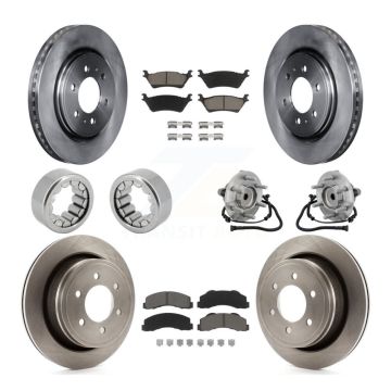 Front Rear Hub Bearing Disc Brake Rotor Pads Shoe Kit (10Pc) For 2015-2017 Ford F-150 RWD KBB-132467
