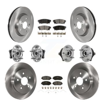 Front Rear Hub Bearing Assembly Disc Brake Rotor And Pad Kit (10Pc) For Toyota RAV4 Venza KBB-132486
