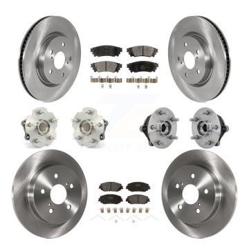 Front Rear Hub Bearing Brake Rotor And Pad Kit (10Pc) For Toyota RAV4 FWD with GAS engine KBB-132488