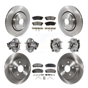 Front Rear Hub Bearings Assembly Disc Brake Rotors And Pads Kit (10Pc) For Toyota Avalon KBB-132491